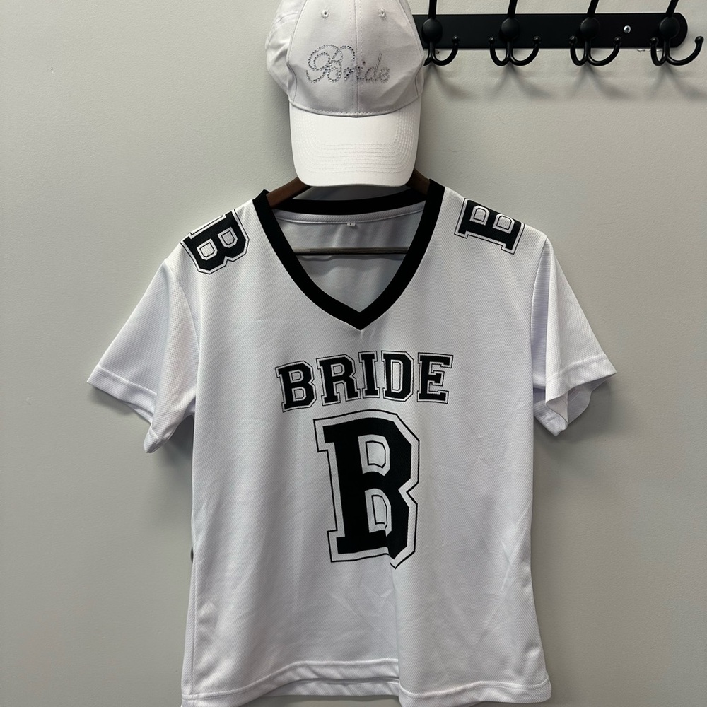 Bride White and Black T-Shirt with Cap